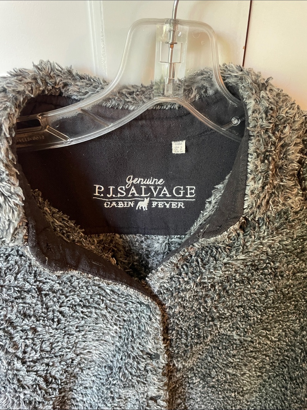 P.J. Salvage Black/Gray Fuzzy Cabin button up shirt